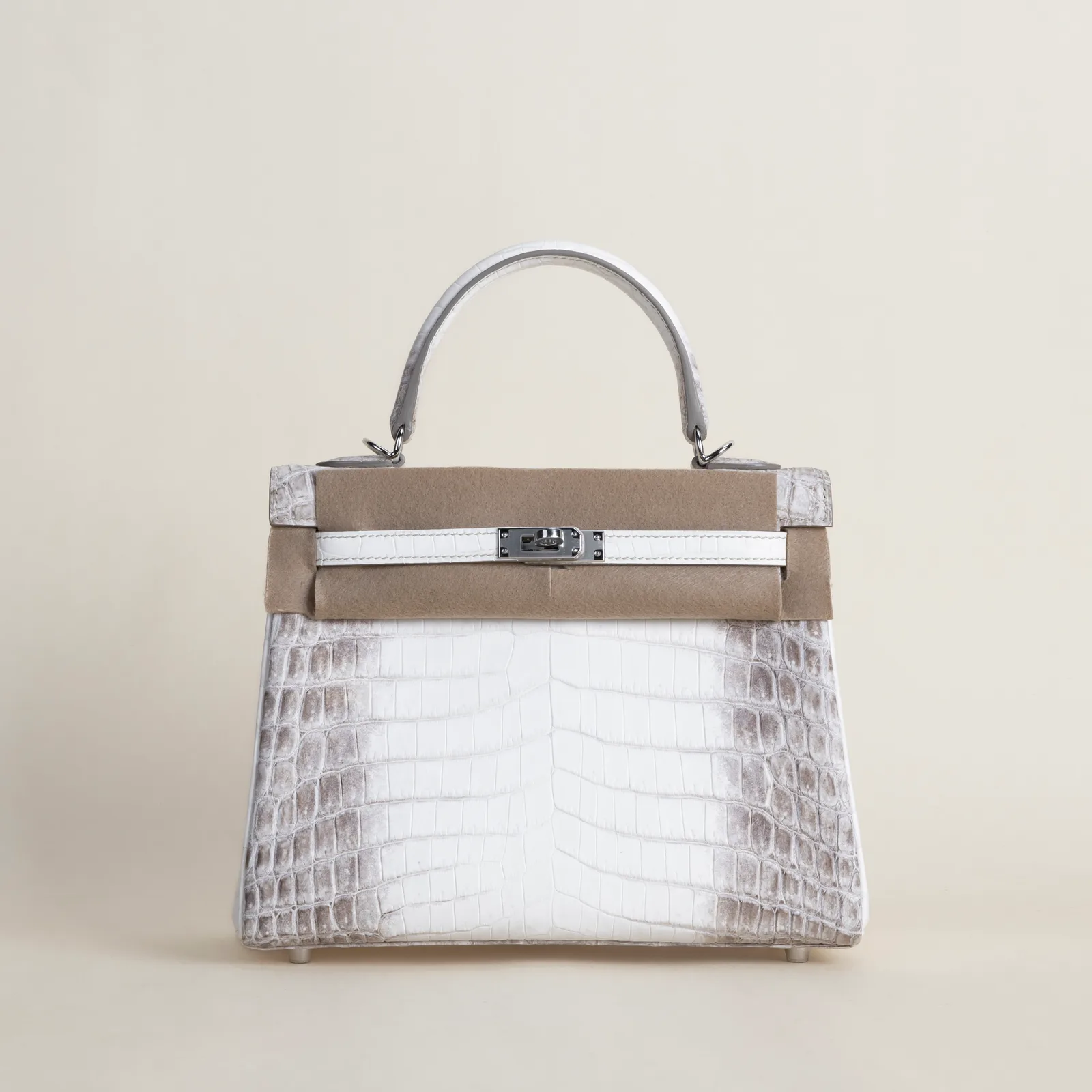 Kelly25 Matte Niloticus Crocodile 01 Himalayan PHW, Kelly series, 25 Matte Niloticus Crocodile 01 Himalayan colorway, Box leather, Silver hardware, Ke