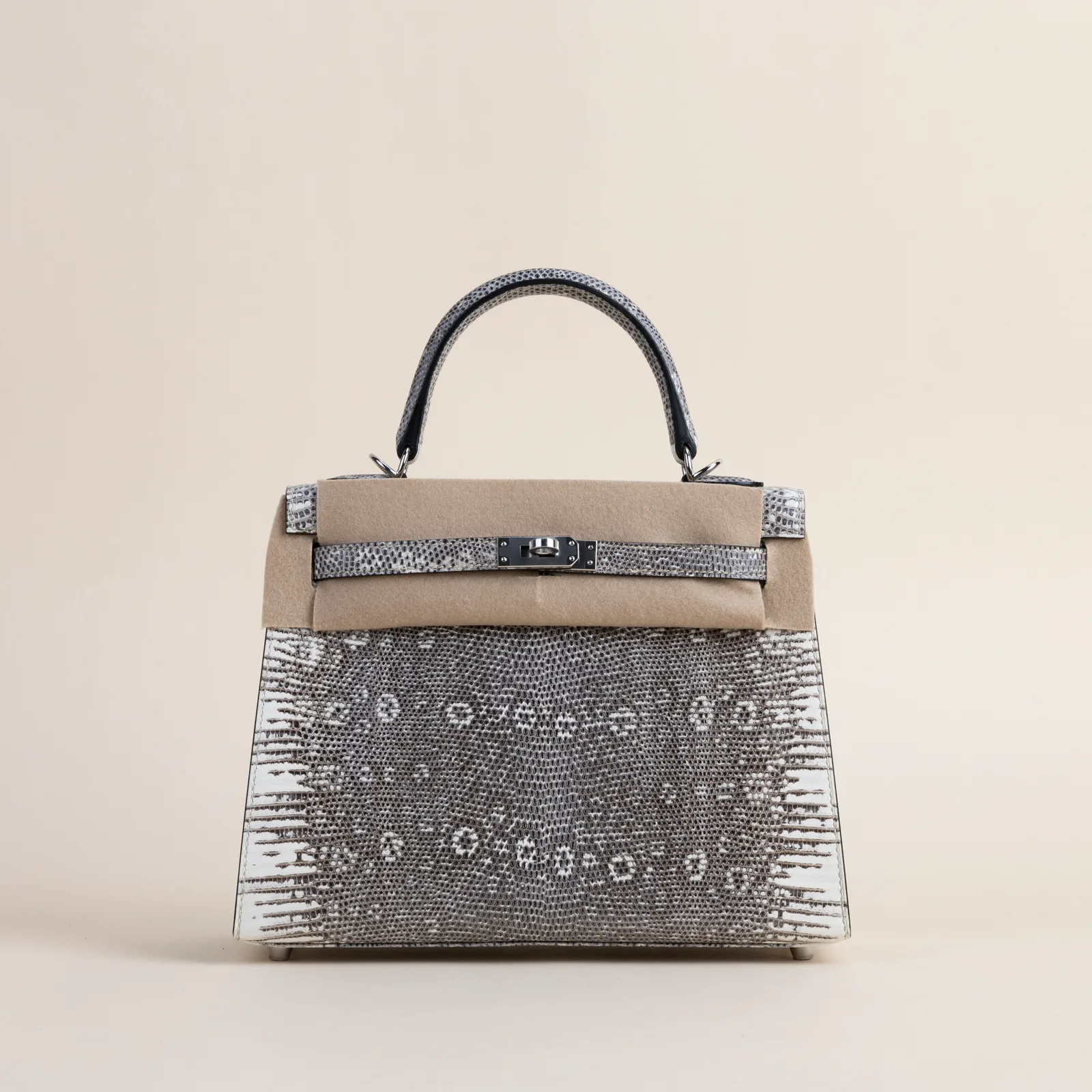 Kelly25 Lizard skin 1B Ombre PHW, Kelly series, 25 Lizard skin 1B Ombre colorway, Box leather, Silver hardware, Kelly25 Lizard skin 1B Ombre PHW Kelly