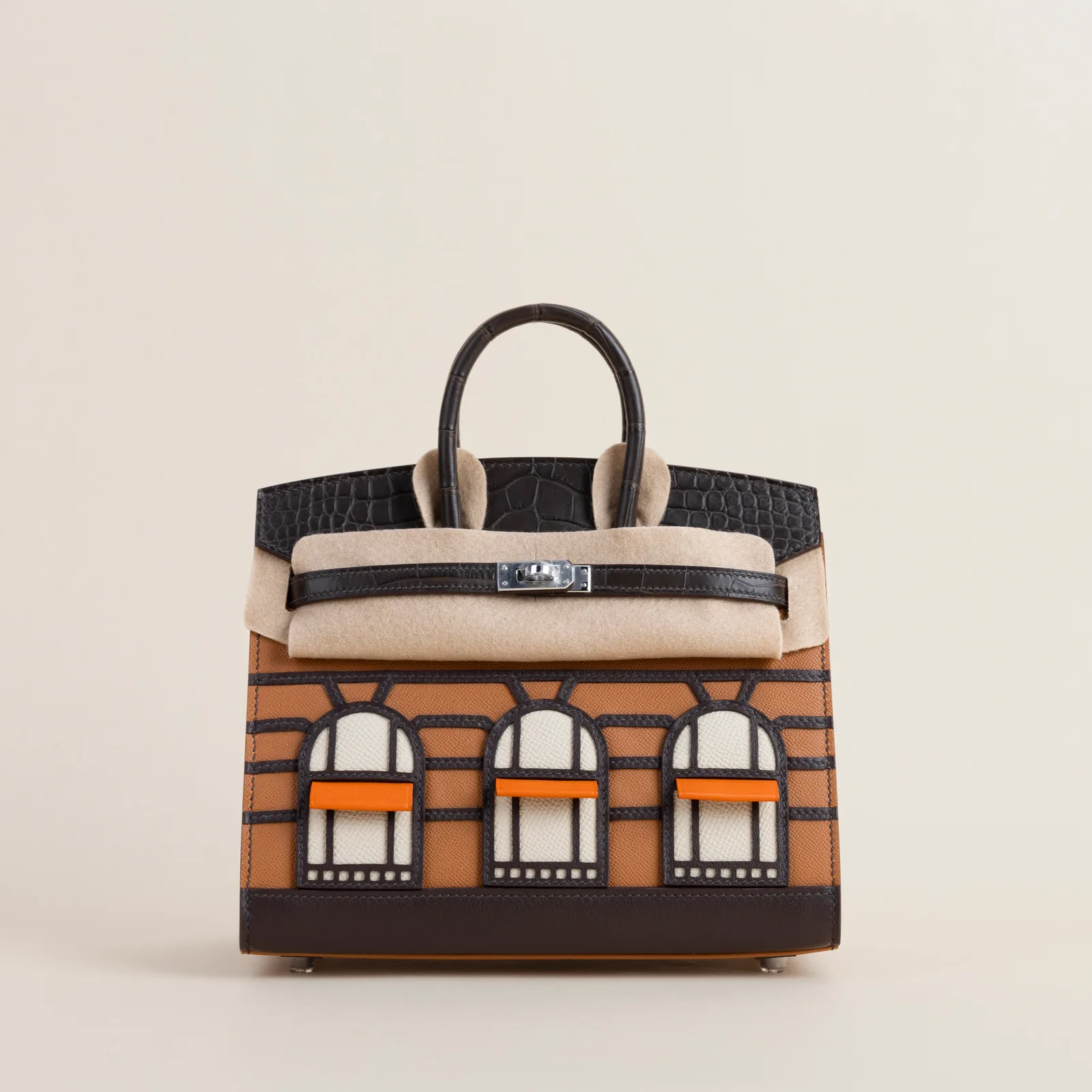 Birkin 20 Faubourg Alligator/Epsom/Sombaero/Madame CK37 Gold PHW, Birkin series, 20 Faubourg /Epsom/Sombaero/Madame CK37 Gold colorway, Alligator leat