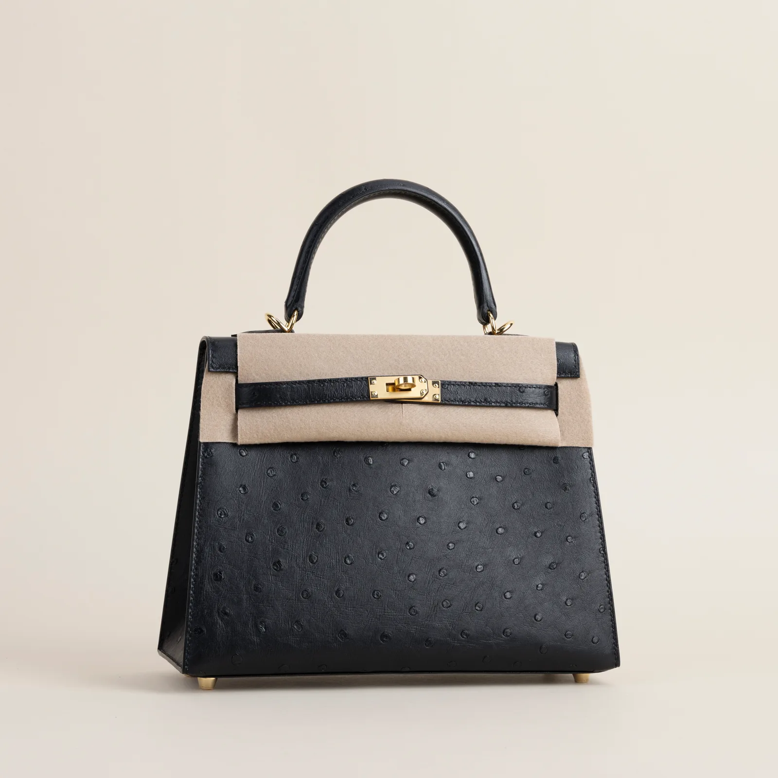 Kelly25 KK-Ostrich 89 Noir GHW, Kelly series, 25 KK-Ostrich 89 Noir colorway, Box leather, Gold hardware, Kelly25 KK-Ostrich 89 Noir GHW Kelly Model :