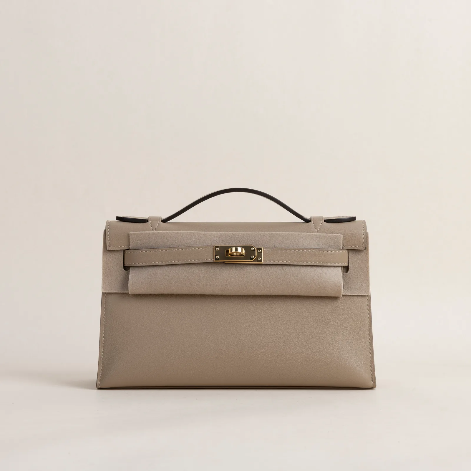 Kelly pochette Swift S2 Trench GHW, Kelly series, pochette S2 Trench colorway, Swift leather, Gold hardware, Kelly pochette Swift S2 Trench GHW Kelly