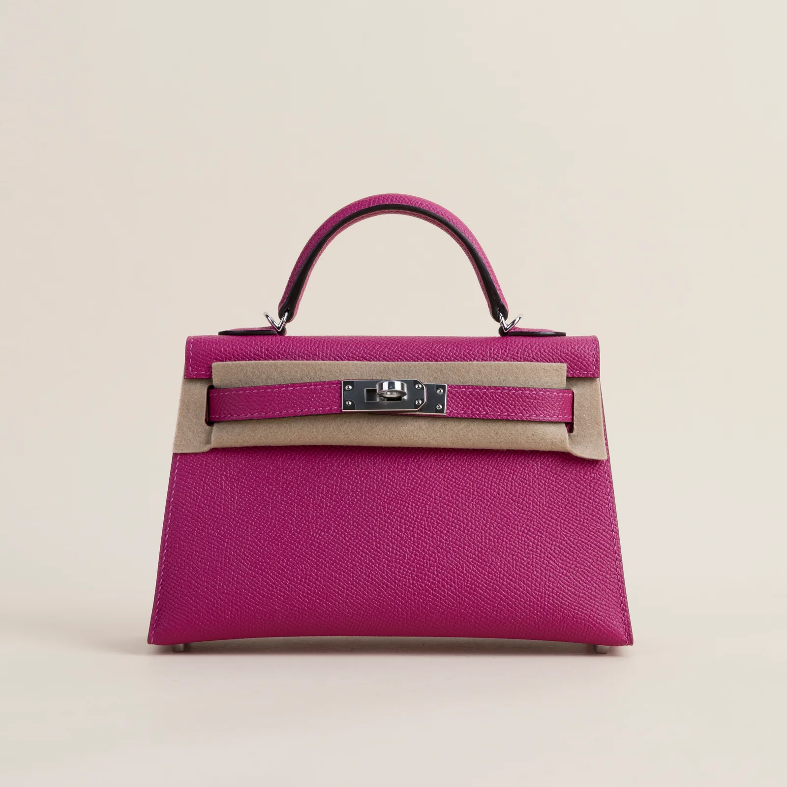 Mini Kelly II Epsom L3 Rose purple PHW, Mini Kelly II series, L3 Rose purple colorway, Epsom leather, Silver hardware, Mini Kelly II Epsom L3 Rose pur
