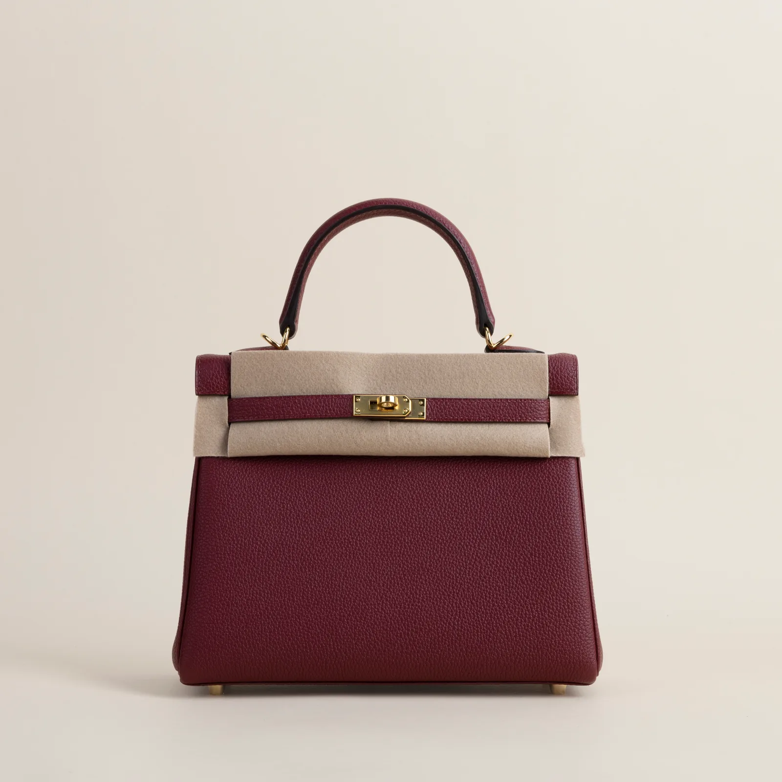 Kelly25 Togo CK55 Rouge H Gold PHW, Kelly series, 25 CK55 Rouge H Gold colorway, Togo leather, Silver hardware, Kelly25 Togo CK55 Rouge H Gold PHW Kel