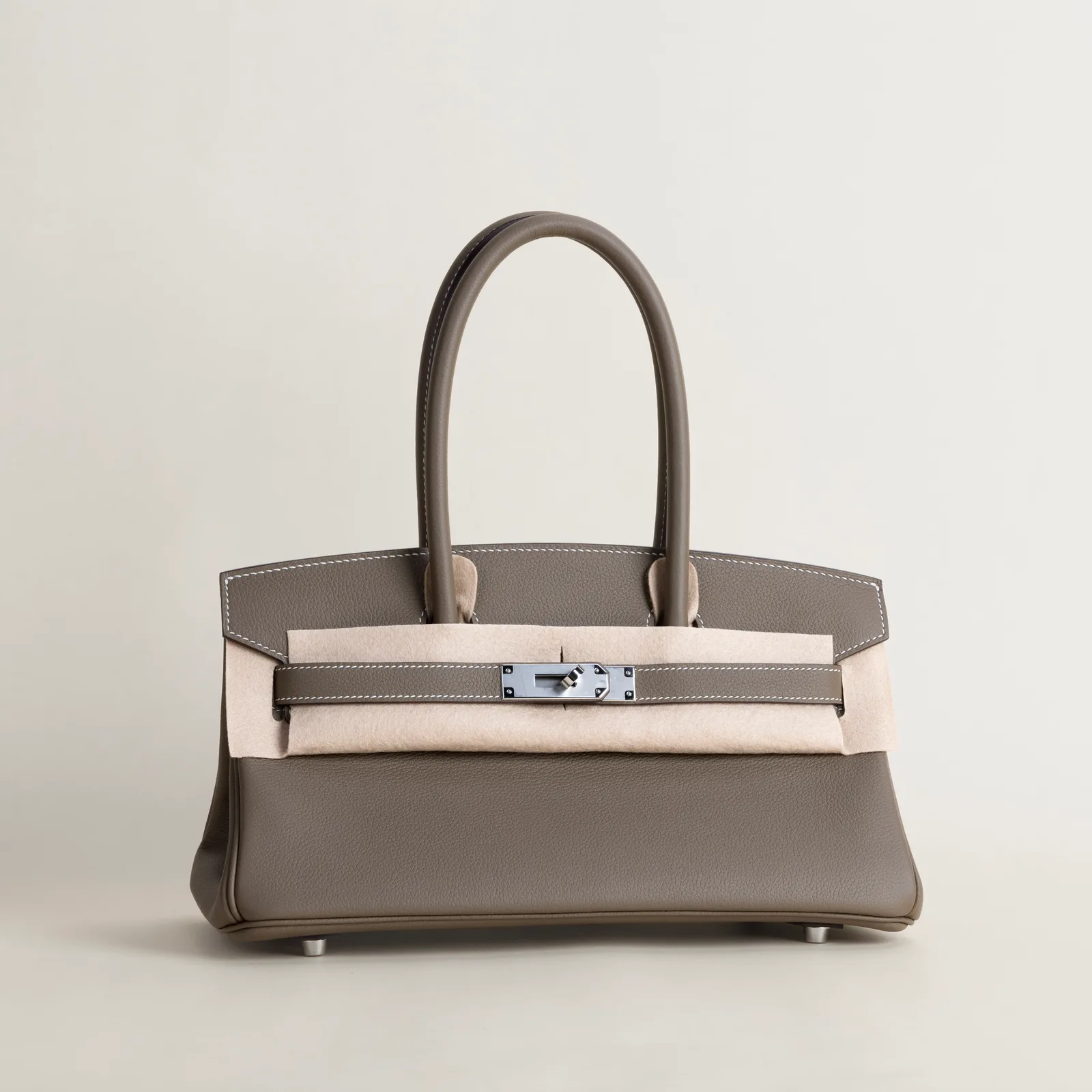 Birkin shoulder29 Evercoler CK18 Etoupe PHW, Birkin series, shoulder29 Evercoler CK18 Etoupe colorway, Box leather, Silver hardware, 13cm size