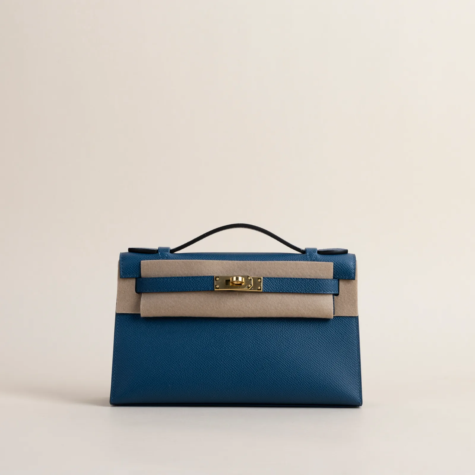 Kelly pochette Epsom 7P Blue De Presse GHW, Kelly series, pochette 7P Blue De Presse colorway, Epsom leather, Gold hardware, Kelly pochette Epsom 7P B