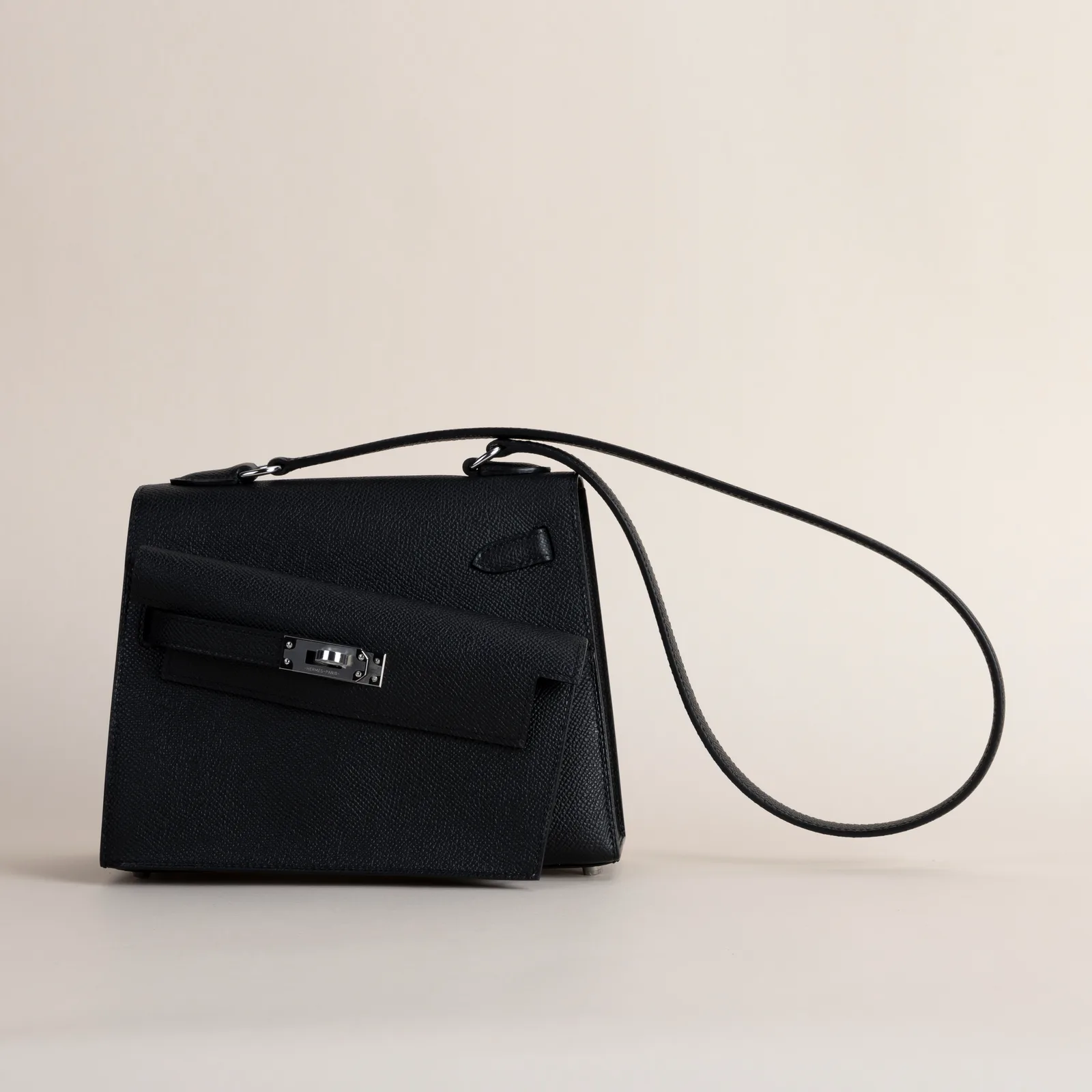 Kelly Disorder Epsom 89 Noir PHW, Kelly series, Disorder 89 Noir colorway, Epsom leather, Silver hardware, 58cm size, hero image