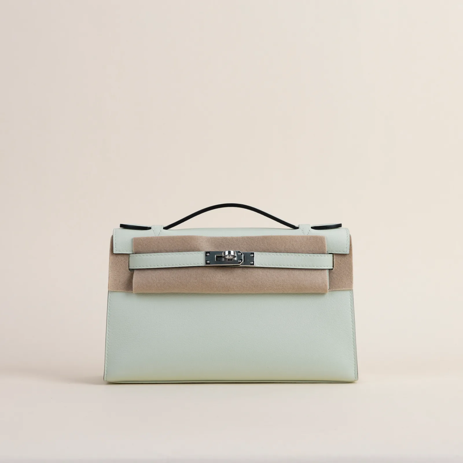 Kelly pochette Swift 6U Vert deau PHW, Kelly series, pochette 6U Vert deau colorway, Swift leather, Silver hardware, Kelly pochette Swift 6U Vert deau