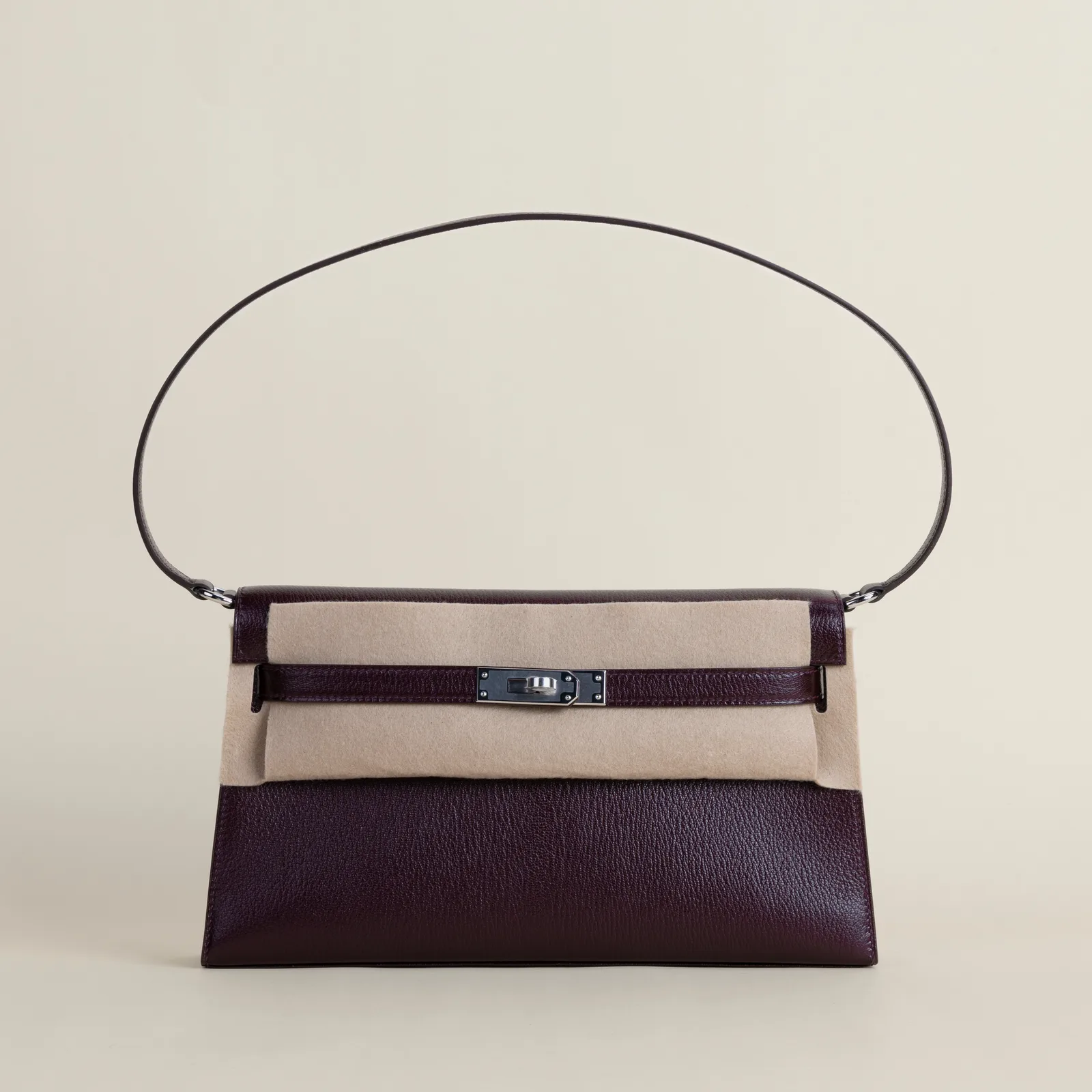 Kelly Elan Chevre 0G Rouge sellier PHW, Kelly series, Elan 0G Rouge sellier colorway, Chevre leather, Silver hardware, Kelly Elan Chevre 0G Rouge sell