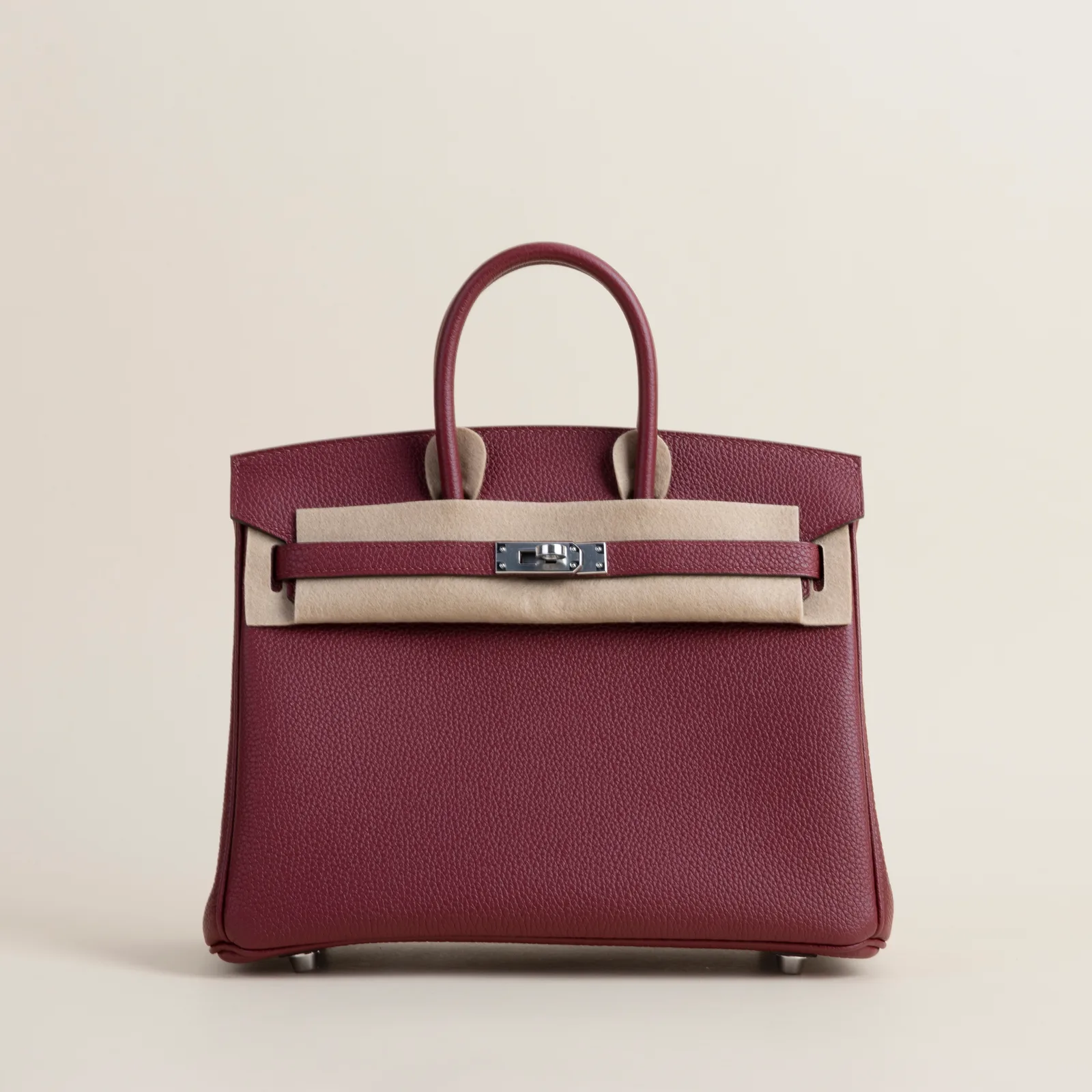Birkin 25cm Togo 55 Rouge H PHW, Birkin series, 55 Rouge H colorway, Togo leather, Silver hardware, 25cm size, hero image
