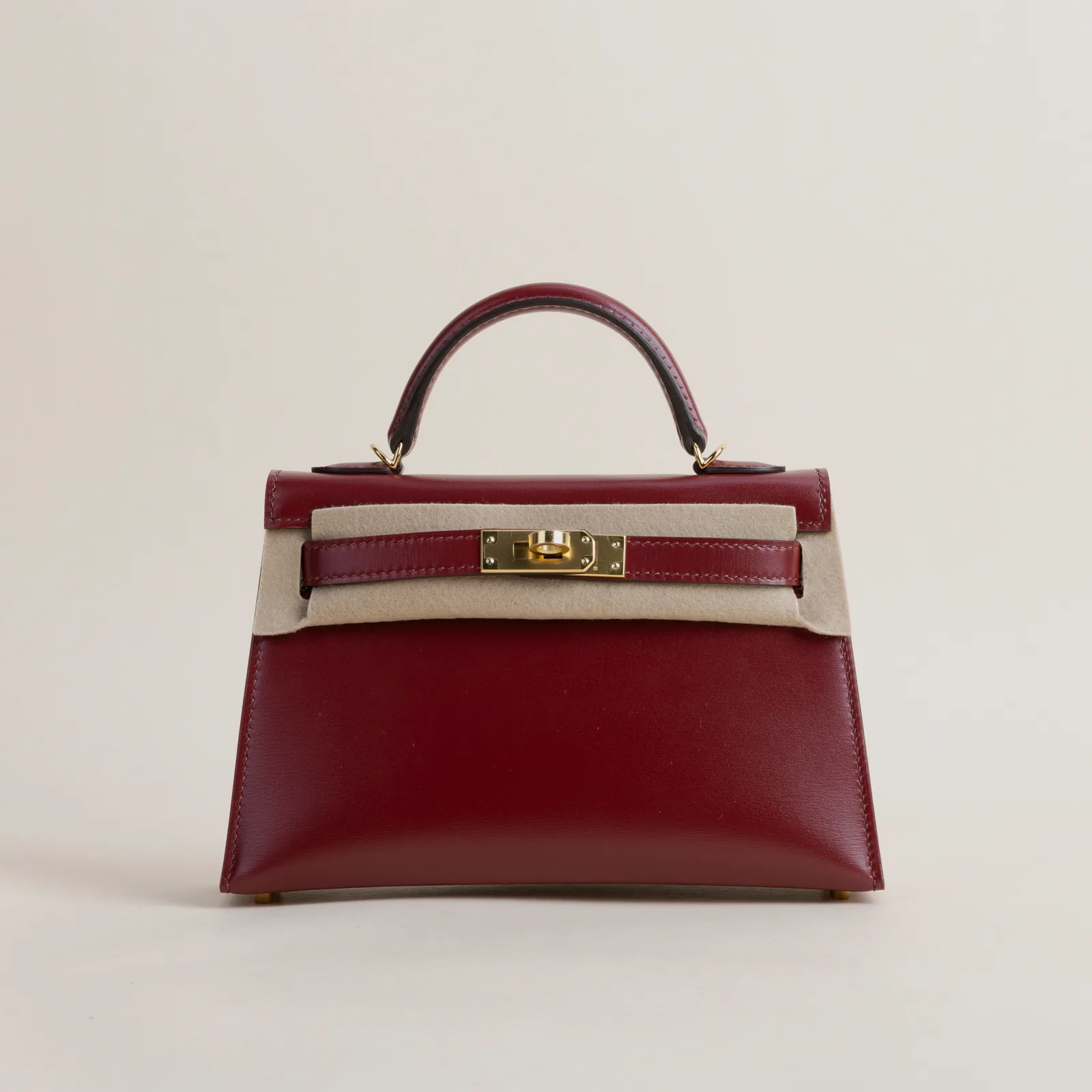 Mini Kelly II BOX CC55 Rouge H GHW, Mini Kelly II series, BOX CC55 Rouge H colorway, Box leather, Gold hardware, Mini Kelly II BOX CC55 Rouge H GHW Mi