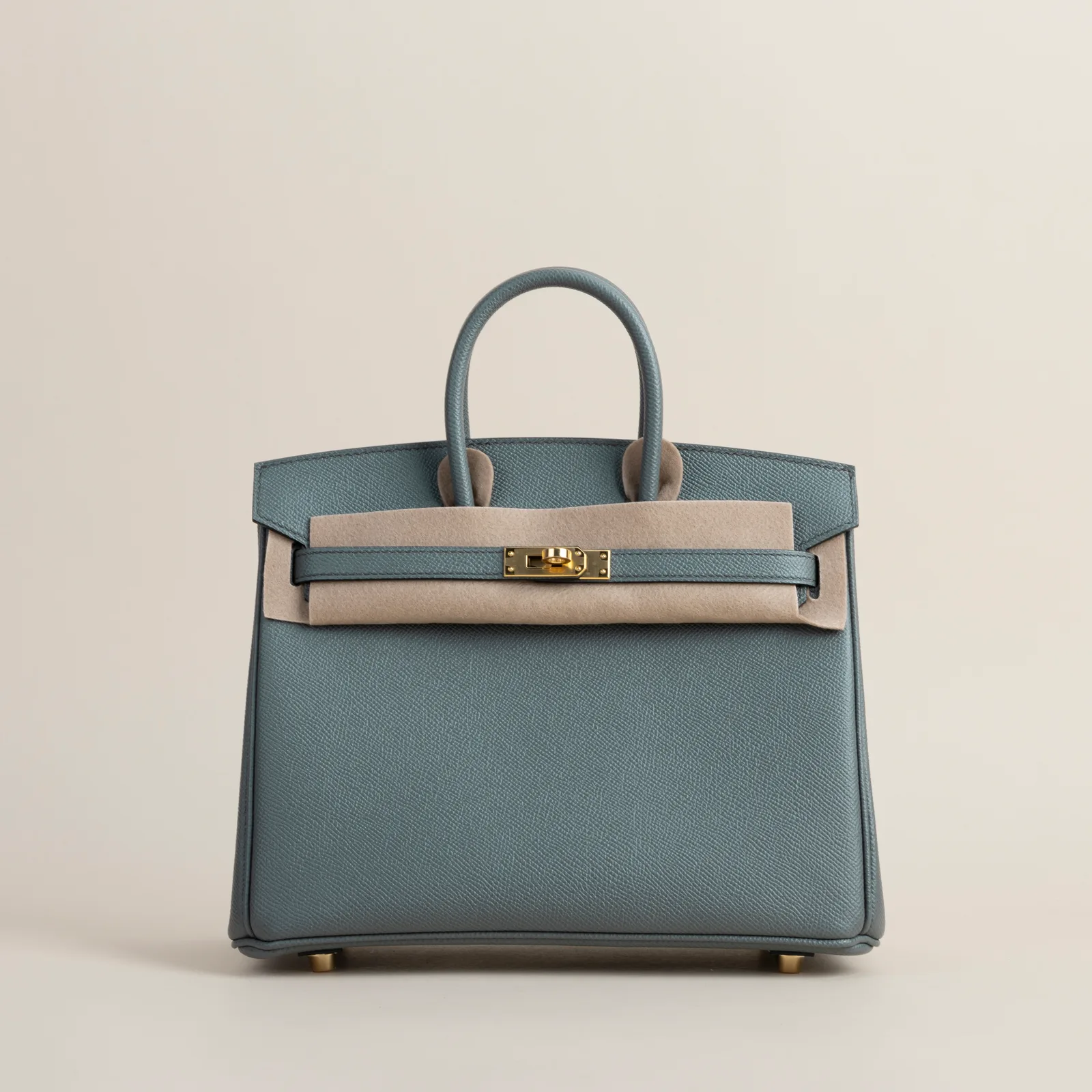 Birkin 25cm Epsom 63 Vert amande GHW, Birkin series, 63 Vert amande colorway, Epsom leather, Gold hardware, 25cm size, hero image