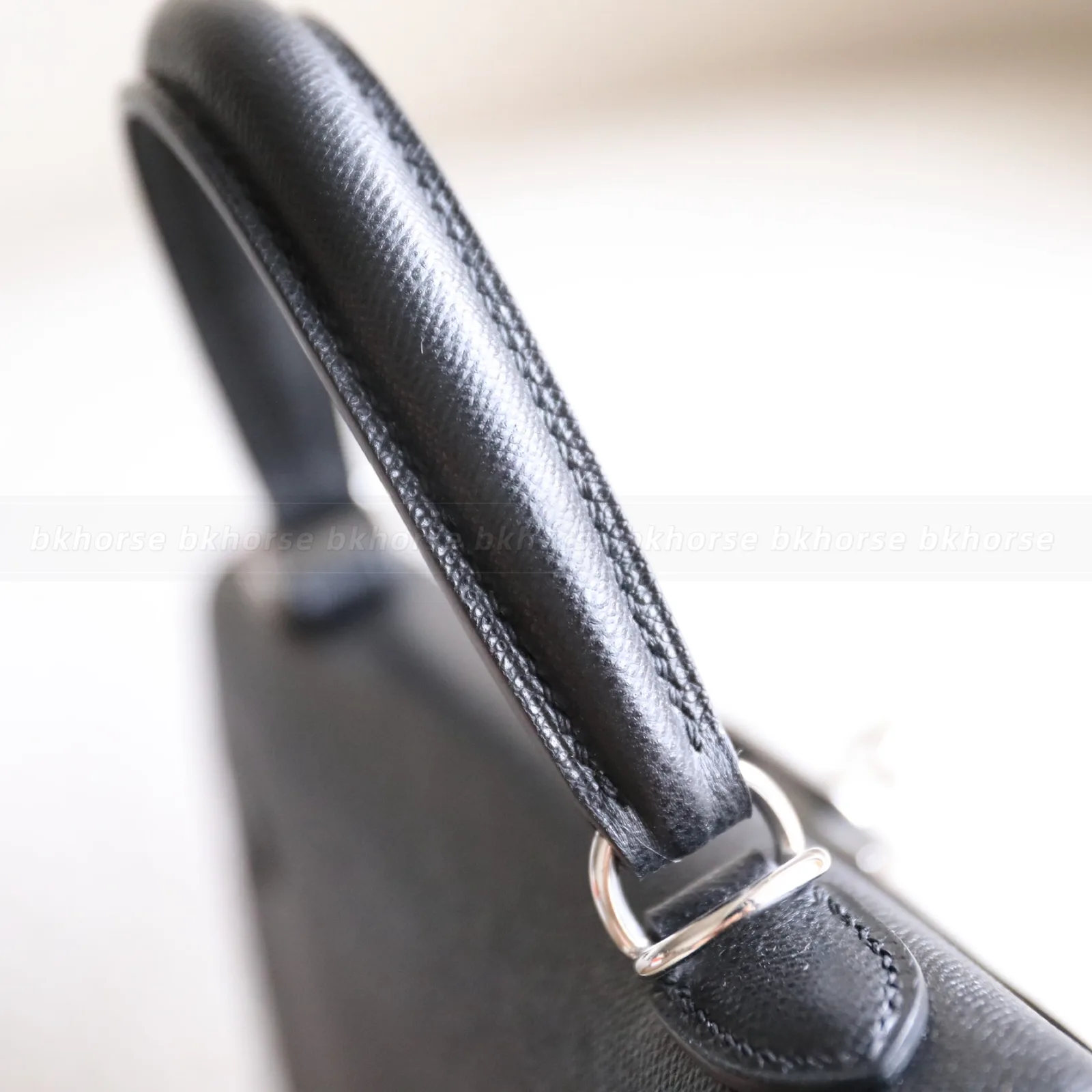Kelly Desordre Black Epsom Silver Hardware, Kelly series, Noir colorway, Epsom leather, phw hardware, detail view 5
