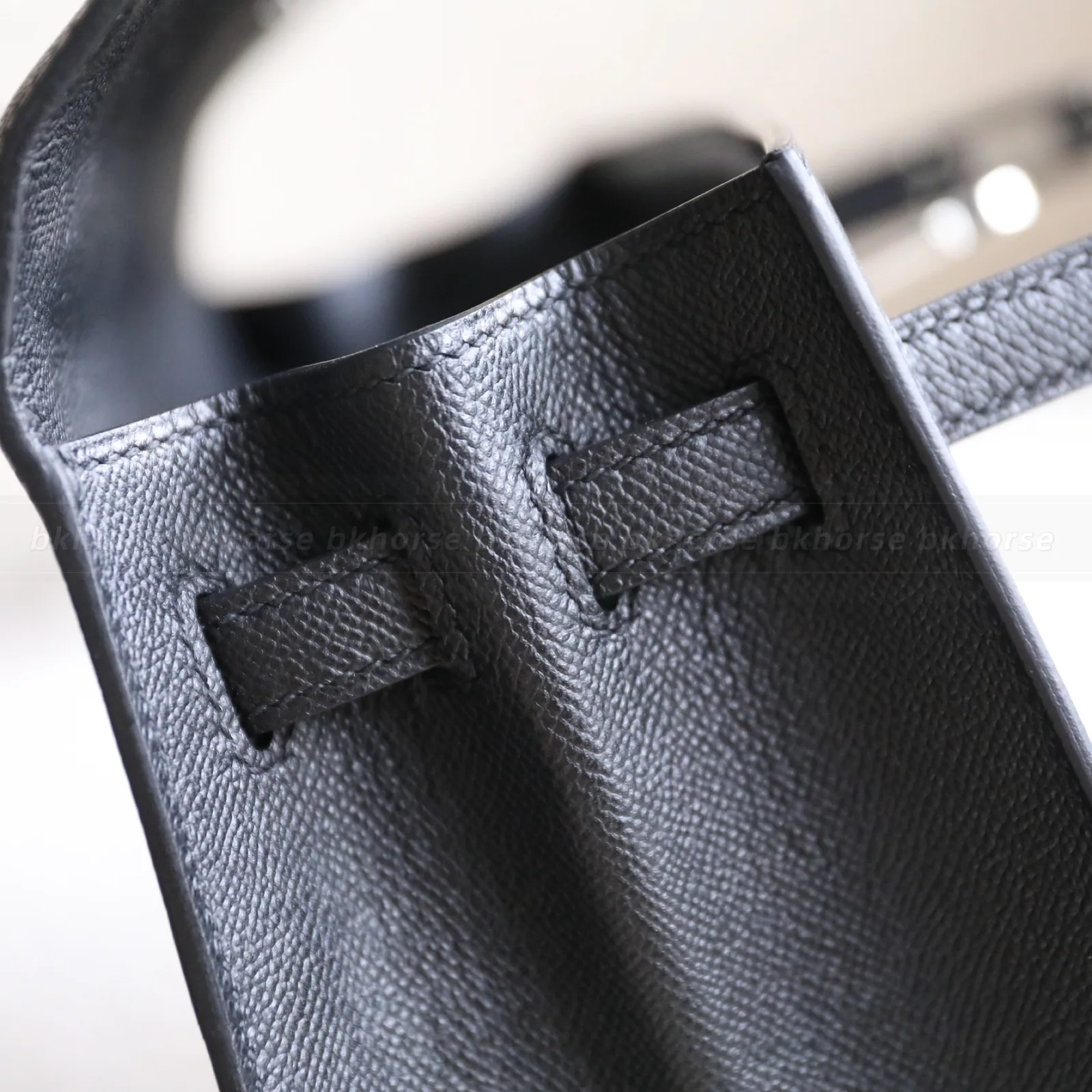 Kelly Desordre Black Epsom Silver Hardware, Kelly series, Noir colorway, Epsom leather, phw hardware, detail view 10