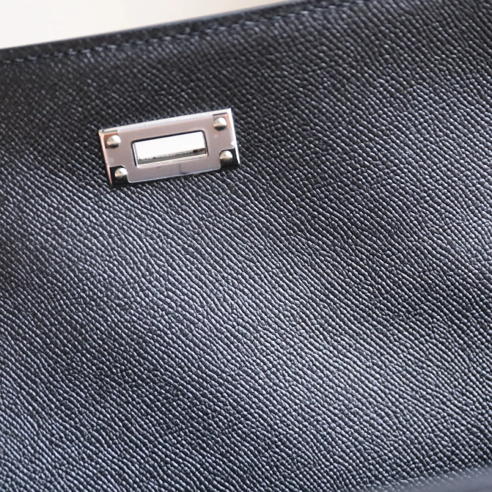 Kelly Desordre Black Epsom Silver Hardware, Kelly series, Noir colorway, Epsom leather, phw hardware, detail view 12