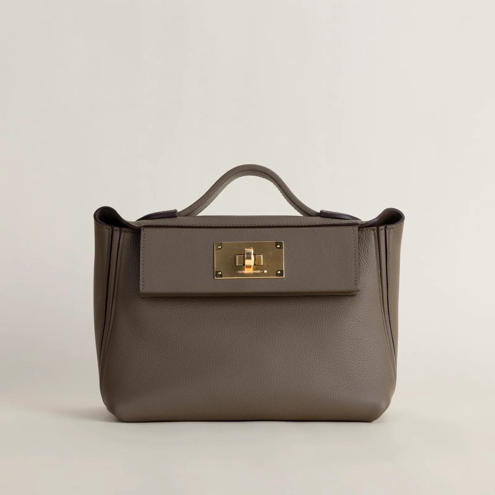 Mini 2424 Evercolor 18 Etoupe GHW, Mini 2424 series, 18 Etoupe colorway, Evercolor leather, Gold hardware, 10cm size, hero image