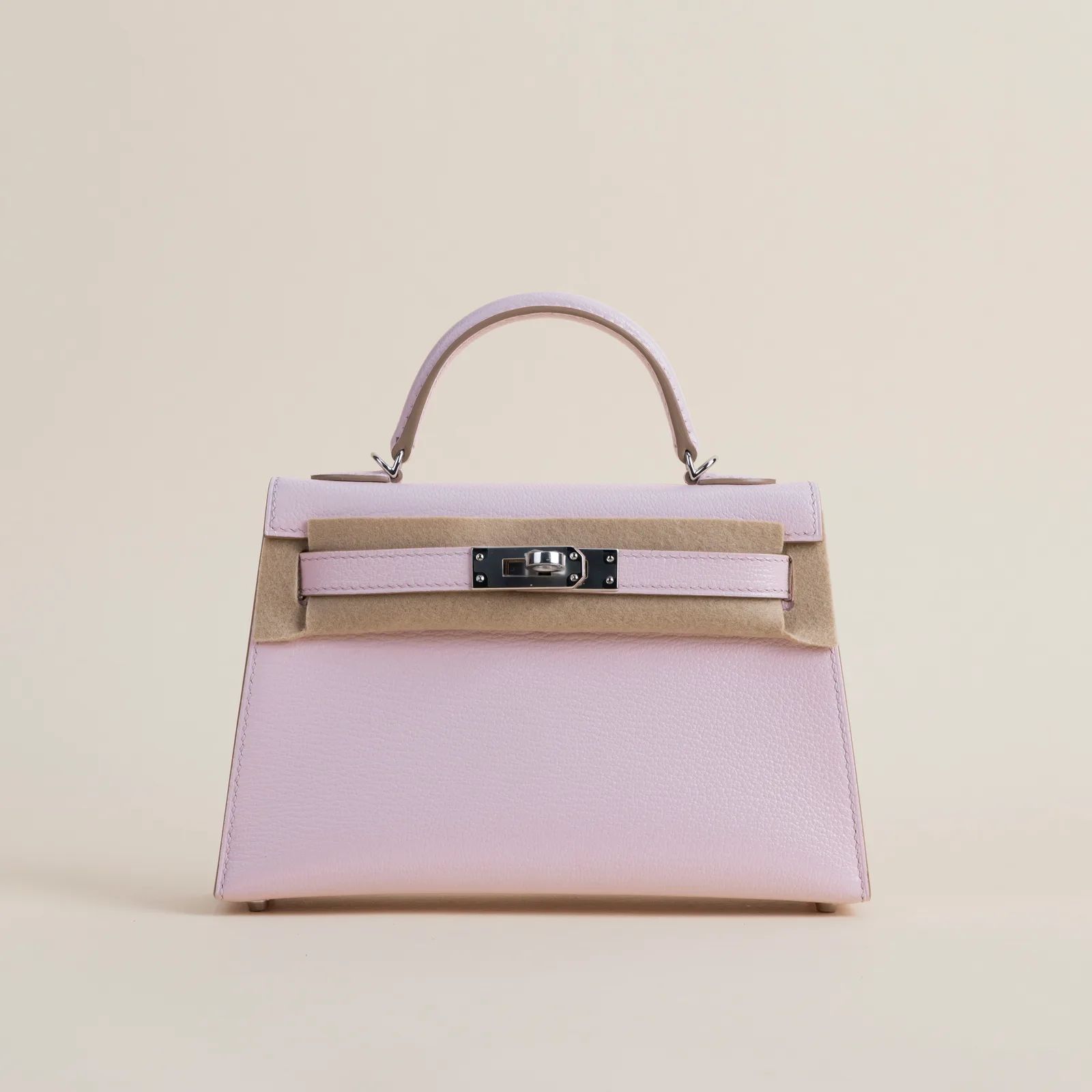 Mini Kelly II Chevre M7 Rose darling PHW, Mini Kelly II series, M7 Rose darling colorway, Chevre leather, Silver hardware, Mini Kelly II Chevre M7 Ros