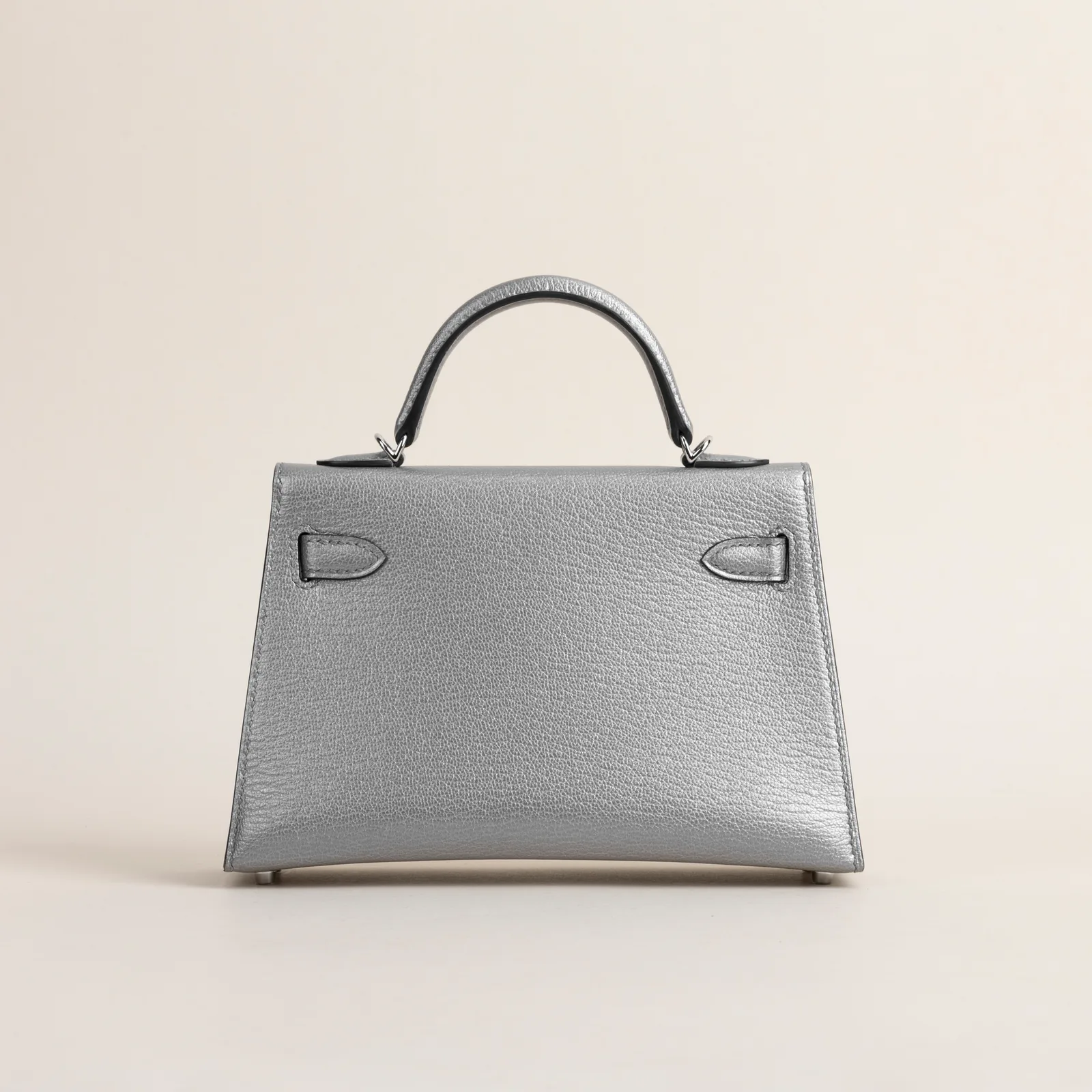 Mini Kelly II Chevre 05 Gris Argente PHW, Mini Kelly II series, 05 Gris Argente colorway, Chevre leather, Silver hardware, Mini Kelly II Chevre 05 Gri