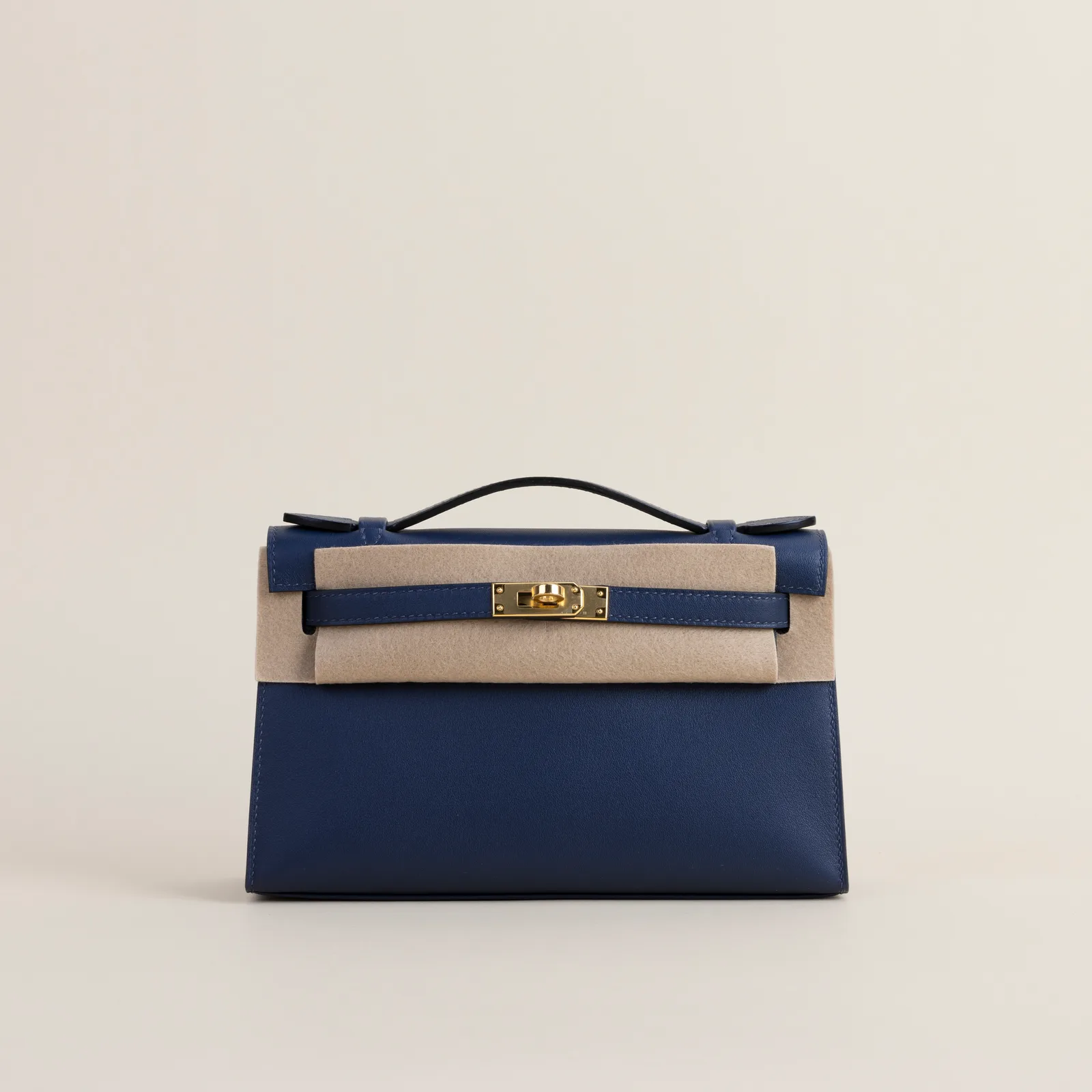 Kelly pochette Swift 2Z Blue nuit GHW, Kelly series, pochette 2Z Blue nuit colorway, Swift leather, Gold hardware, Kelly pochette Swift 2Z Blue nuit G