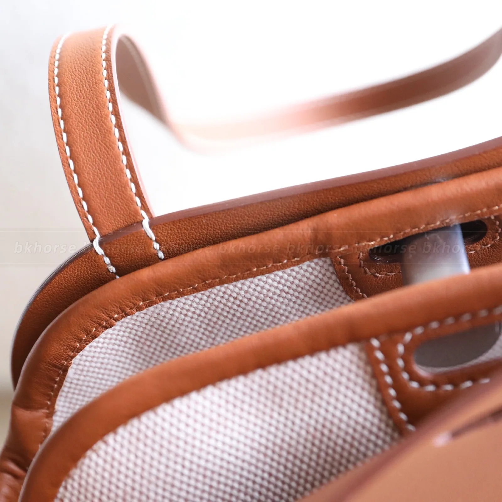 Tablier Sellier Gold Hunter Leather And Canvas Silver Hardware, Other series, Gold colorway, Tablier Sellier Gold Hunter Leather And Canvas Silver Har
